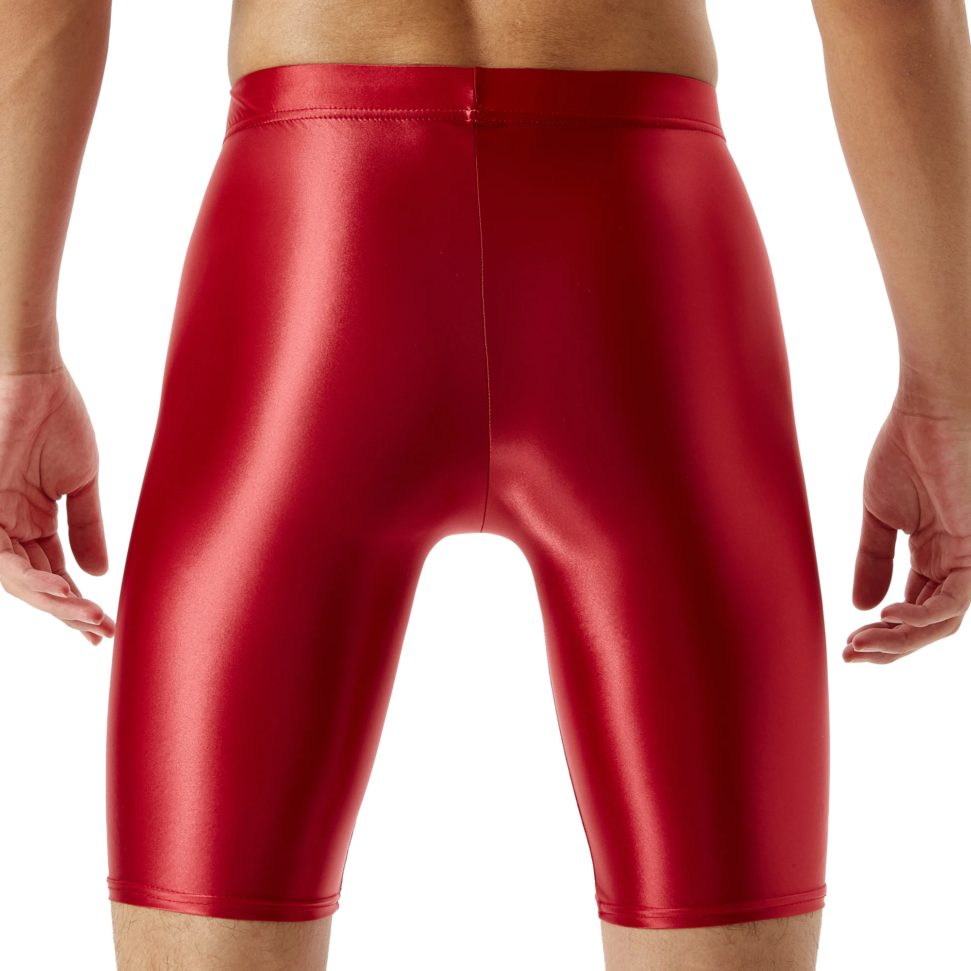 FYXLJJ Mens Oil Shiny Glossy Shorts Sexy Slim Boxer Shorts Leggings Fitness Sweatpants Bulge Pouch Trunks Swimwear Sport Bottoms