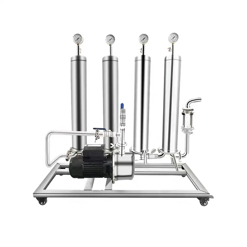 

[TS Filter] Mobile Rum Filtration System with 1-5 Stages SS316 Bag or Cartridge Filter Housing on Trolley for Distillery