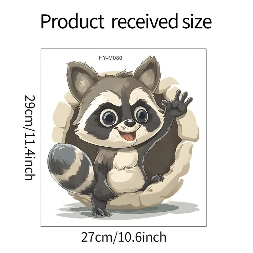 Наклейка на унитаз с изображением енота съемная самоклеящаяся