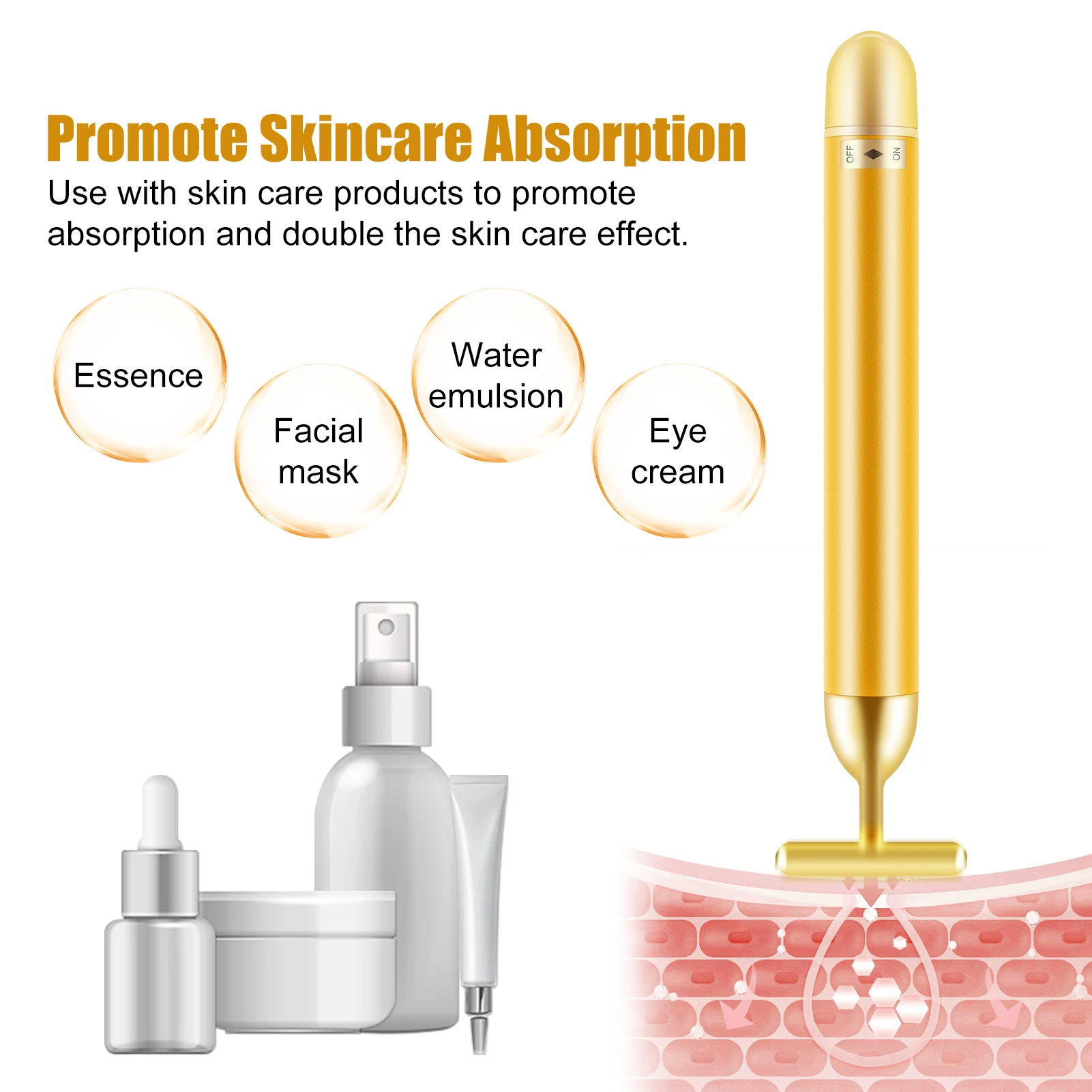 24-каратный Вибрационный Массажер Для Лица С Золотым Роликом Похудения И Красоты