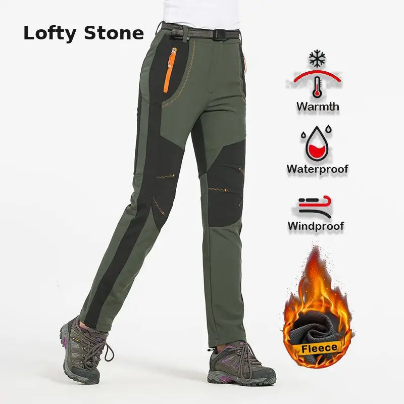 

Thick Warm Fleece Winter Pants Women Waterproof Hiking Trekking Camping Skiing Soft Shell Pants Outdoor Windproof Trousers