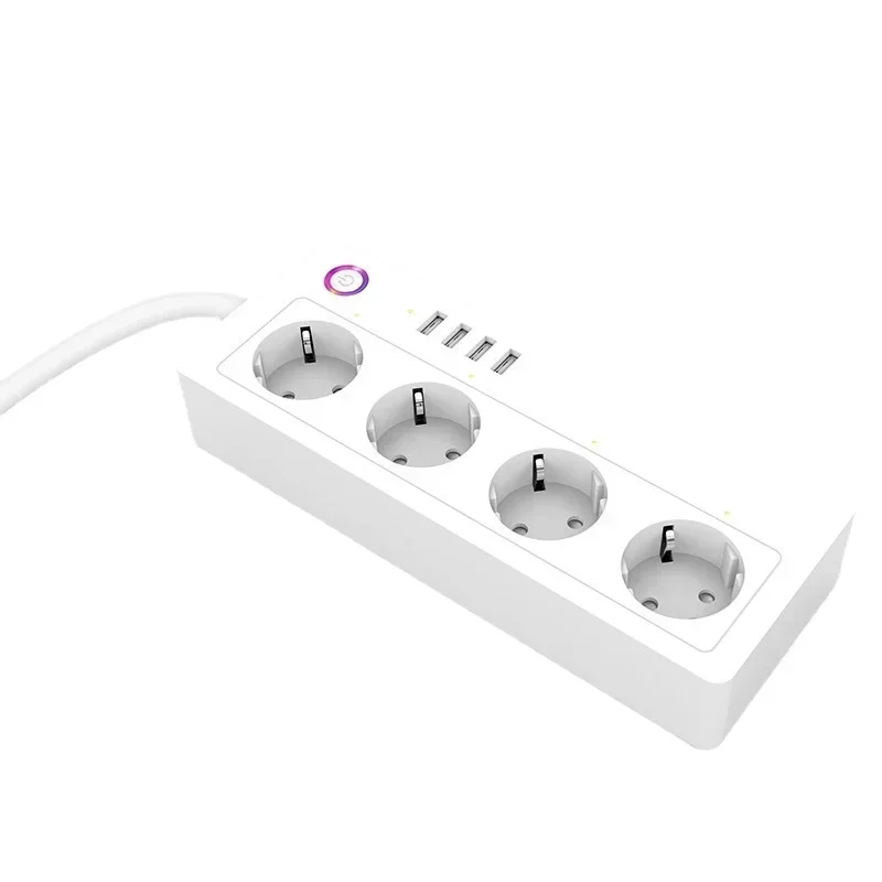Smart Power Strip Wifi 4 EU Outlets Plug USB Charging Port Timing App Voice Control Work with Alexa Google Home Assistant