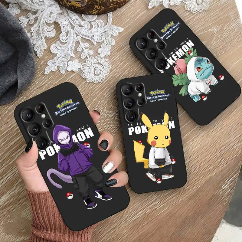 

Pokemon Pikachu Bulbasaur Phone Case For Samsung Galaxy S23 S22 S21 S20 FE Ultra Pro Lite S10 S9 S8 Plus S7 5G Black Cover