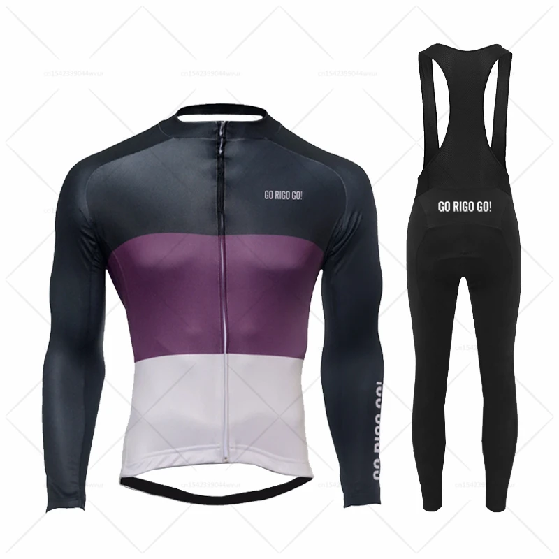 

2022 GO RIGO GO Autumn Cycling Clothing Long sleeve Jersey Men Road Bike uniform MTB maillot ropa ciclismo Riding Bib pants set