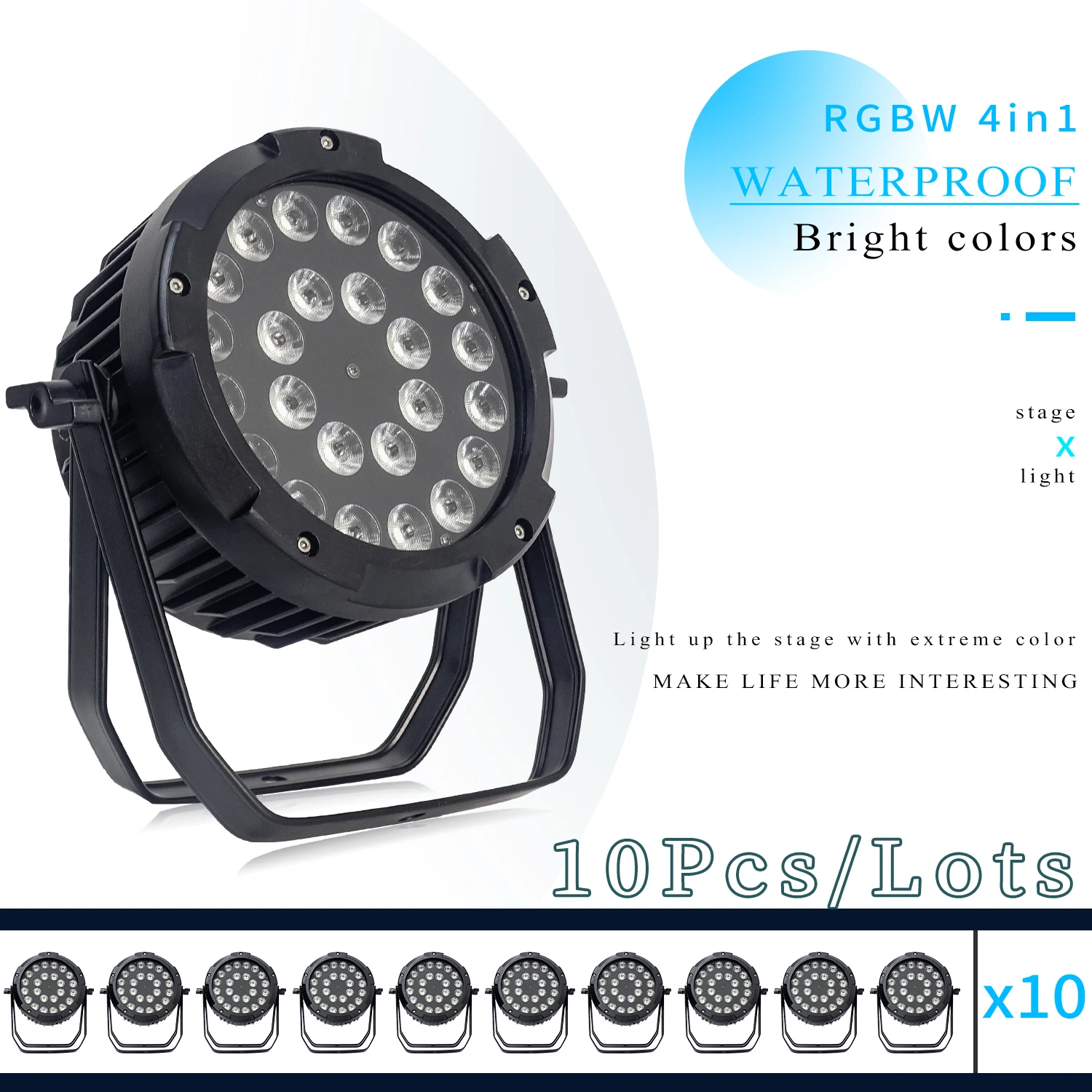 

10Pcs/Lots IP65 Outdoor Waterproof Led Par Light 24x18W RGBWA UV 6in1 LED Par 24*18W DMX512 control stage DJ equipment