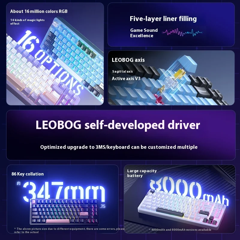 Клавиатура Leobog Hi86 Механическая из алюминиевого сплава Беспроводная игровая