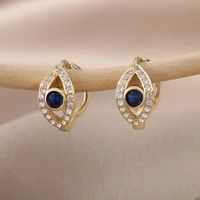 blue zircon evil eye earrings for women stainless steel couple stud earrings 2022 trend boho aesthetic jewelry pendientes mujer