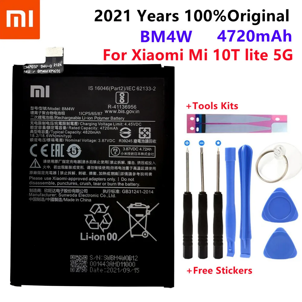 

2021 Years 100%Original High Qulity 4820mAh BM4W Battery For Xiaomi Mi 10T lite 5G+ Free tools