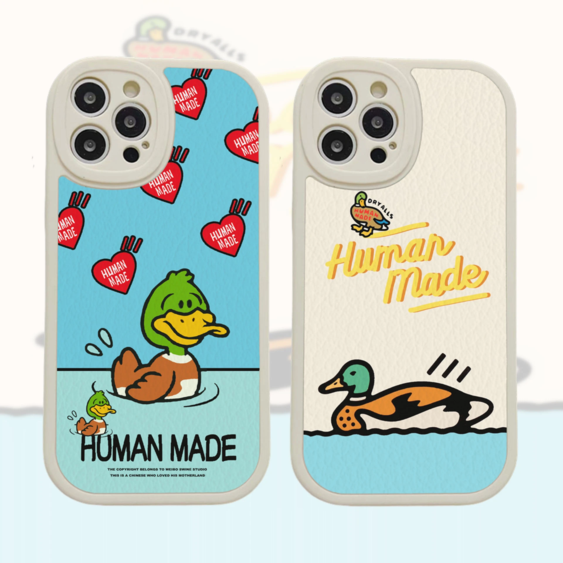 

Lens Protection Lambskin Fashion Style Brand NIGO HUMAN MADE Duck Phone Case For iPhone11 12 13ProMax XR Xsmax 7plus Cover