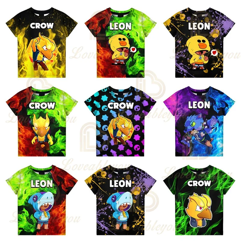 

Children's T-shirt 3D Crow Bravo T-shirt Leon Shark Tee Kids Tops