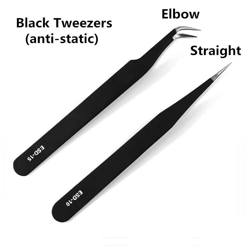 

Black Stainless Steel Tweezers Nail Art Acrylic Rhinestones Crystal Sequins Fake Eyelashes Nipper Picking Manicure Tools
