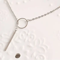 2 colors stainless steel jewelry circle lariat bar necklace for women