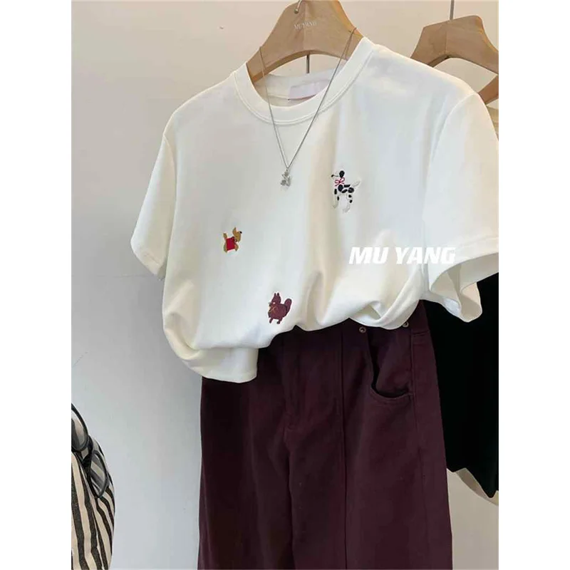 Женские хлопковые футболки с вышивкой