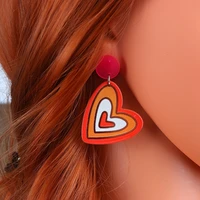 korean fashion heart shaped color matching multi layer earrings acrylic trend personality simple jewelry