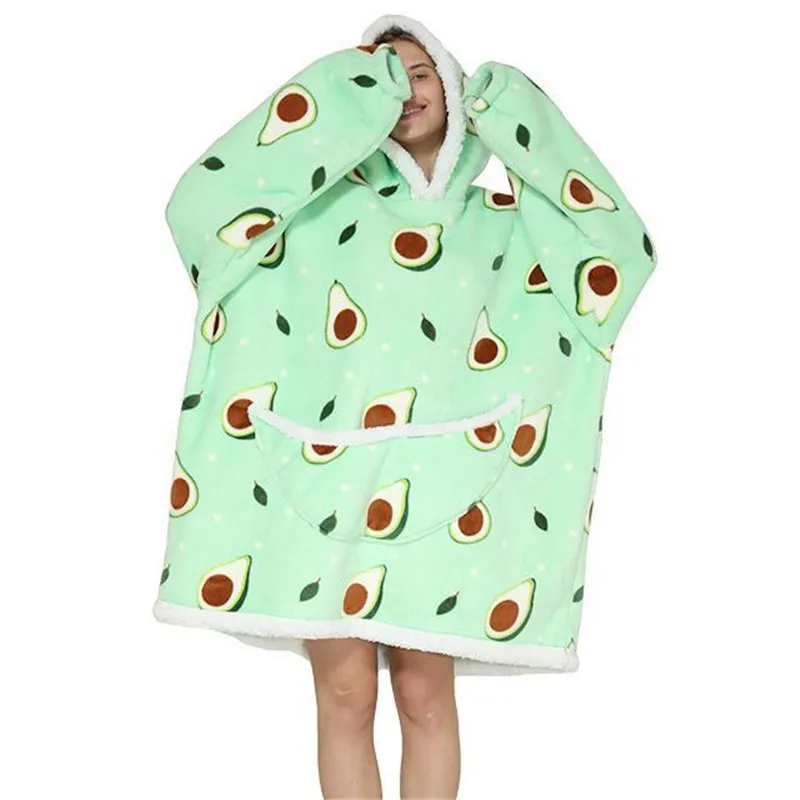 

Avocado Oversized Hoodie Blanket For Adult Winter Warm Wearable Blankets Hoody Sweatshirt Giant TV Blanket With Sleeves