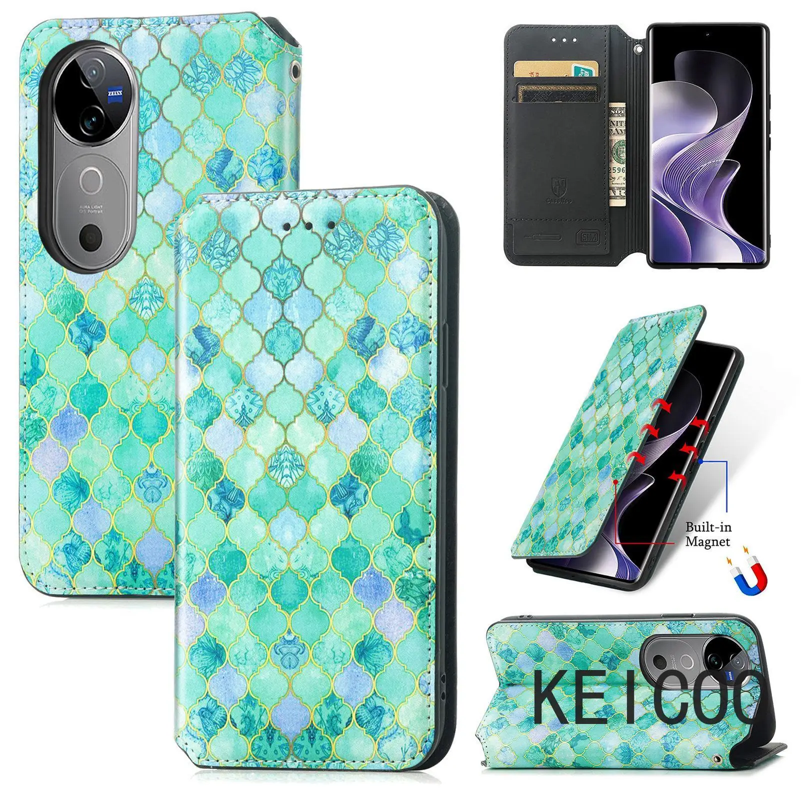 Кожаный чехол для телефона Vivo V40 Y28s S15 S15E T2X Pro