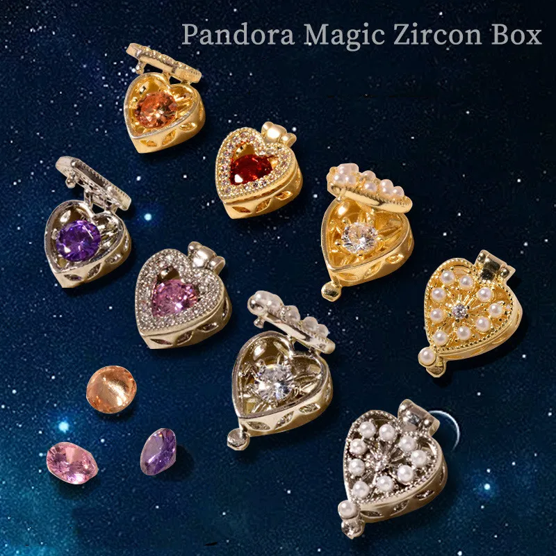 

10 Magic Zircon Box Nail Germ Heart-Shape Built-In Crystal Germ Luxury Zircons Gliding Treasure Jewels Gemstone Nail Accessories
