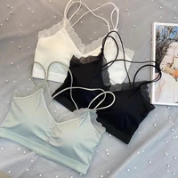 lace ice silk wrapped chest camisoles comfortable underwear ladies camisole black white women summer no underwire bra