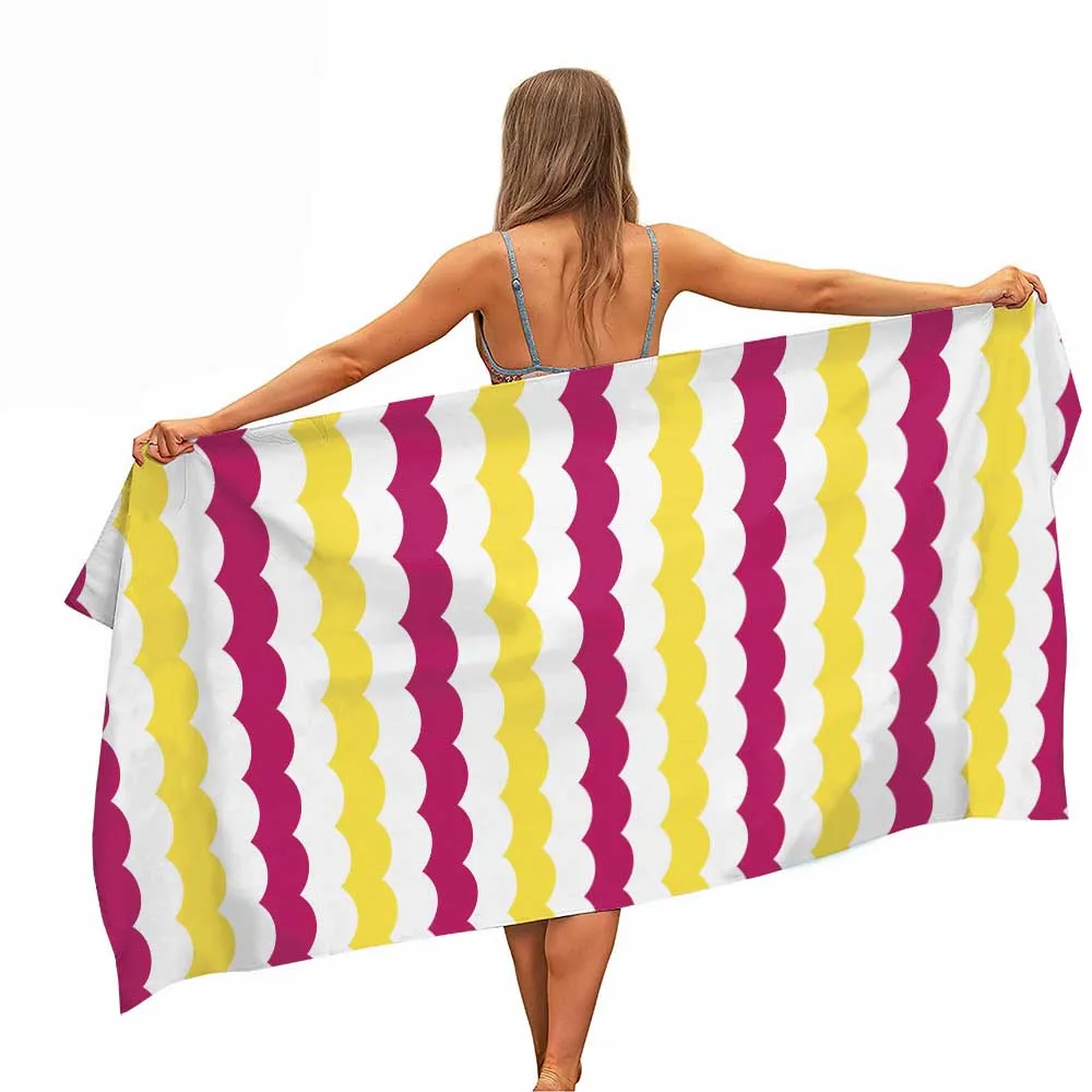 Красочное волнистое пляжное полотенце из микрофибры портативное быстросохнущее