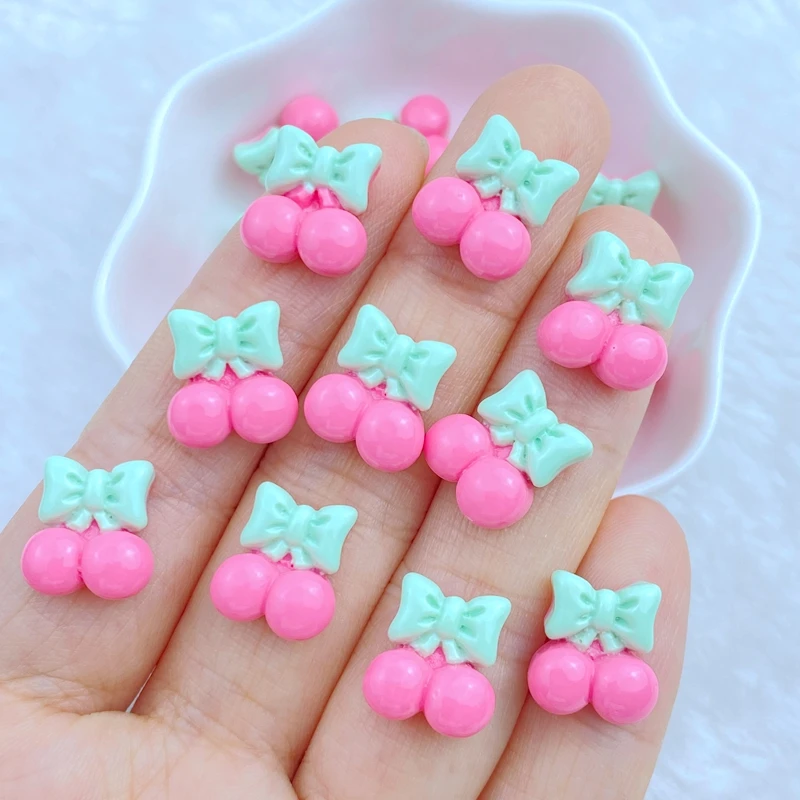 

20pcs/Bag Kawaii Cute Cherry Series 3D Cute Nail Art Decorations Macaron Nails Charms Designs DIY Resin Nail Accessories