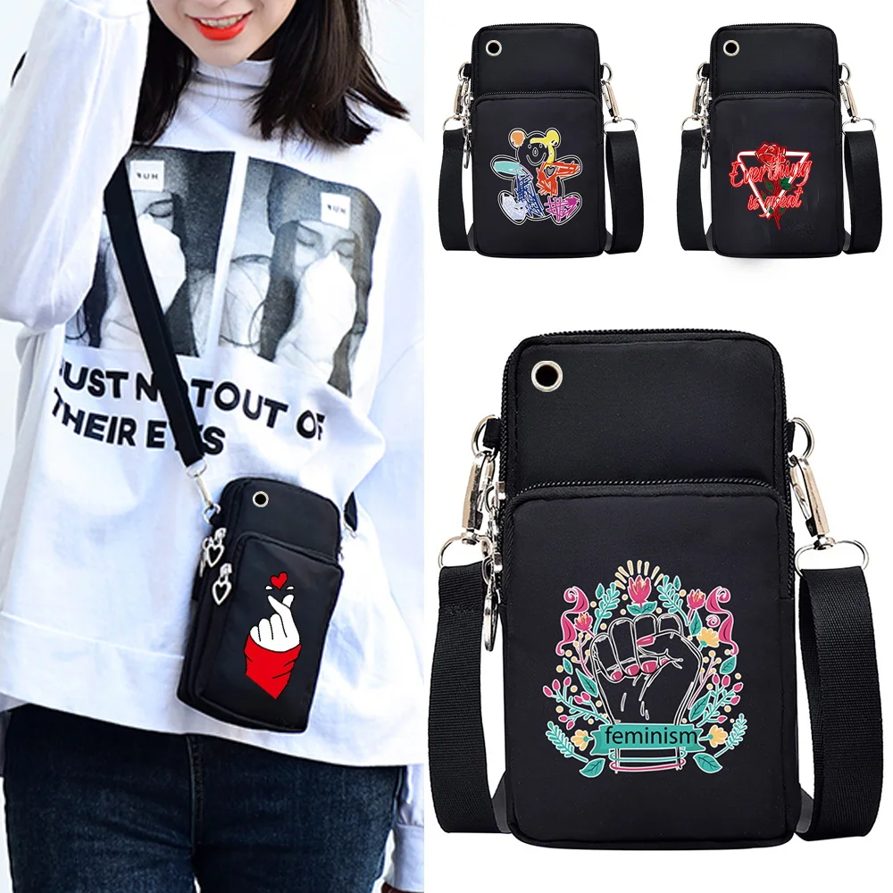 

Cell Mobile Phone Bags Pocket Card Bag Women Shoulder Pouch Multi-functional Package Cross Body Sports Arm Pack with Color Print