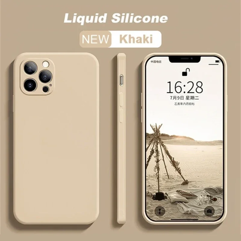 Фото Защитный мягкий чехол для iPhone 16, 15, 14, 13, 11, 12 Pro Max Mini X XS XR 7 8 Plus SE 2020, официальный чехол из жидкого силикона №1