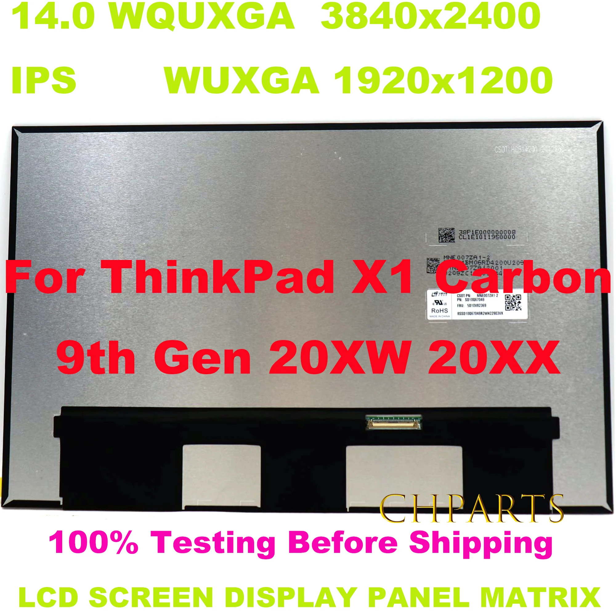     Lenovo Thinkpad X1 Carbon, 14 , 20XW 20XX WQUXGA WUXGA 16:10 IPS 100% sRGB