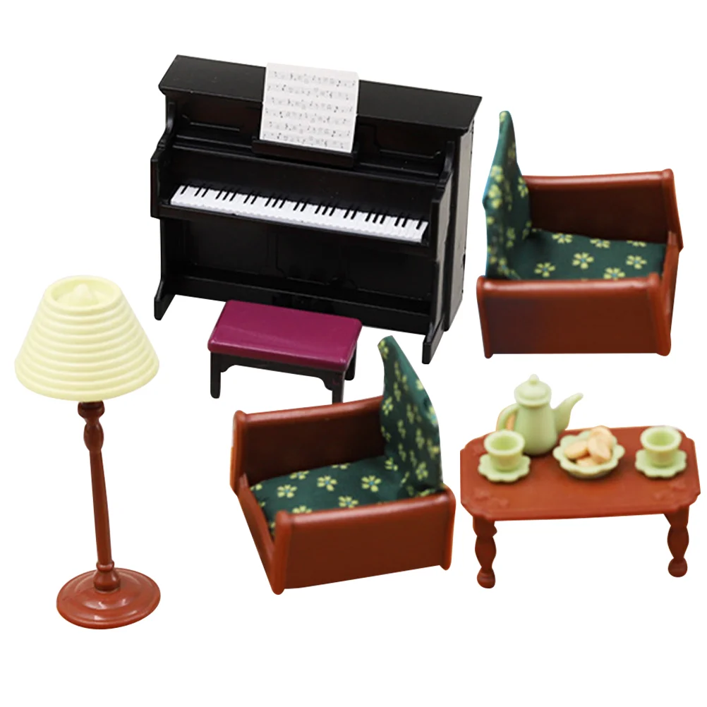 

Miniature Furniture Musical Instrument Mini Set Ornaments Sofa Accessories Table Piano House Decoration Chairs Teatable Scale 12