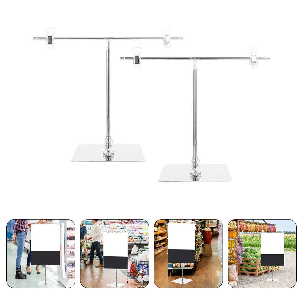 

2pcs Adjustable Poster Stands T Shaped Poster Display Holder Advertising Sign Display Stand with Clip