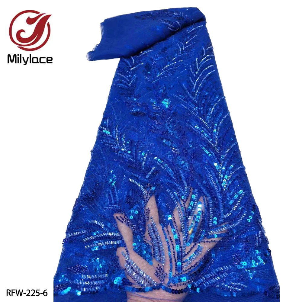 

Luxury Beads Flowers African French Tulle Net Lace Fabric for Nigerian Lace Fabric 2020 High Quality Embroidered Sequins RFW-225