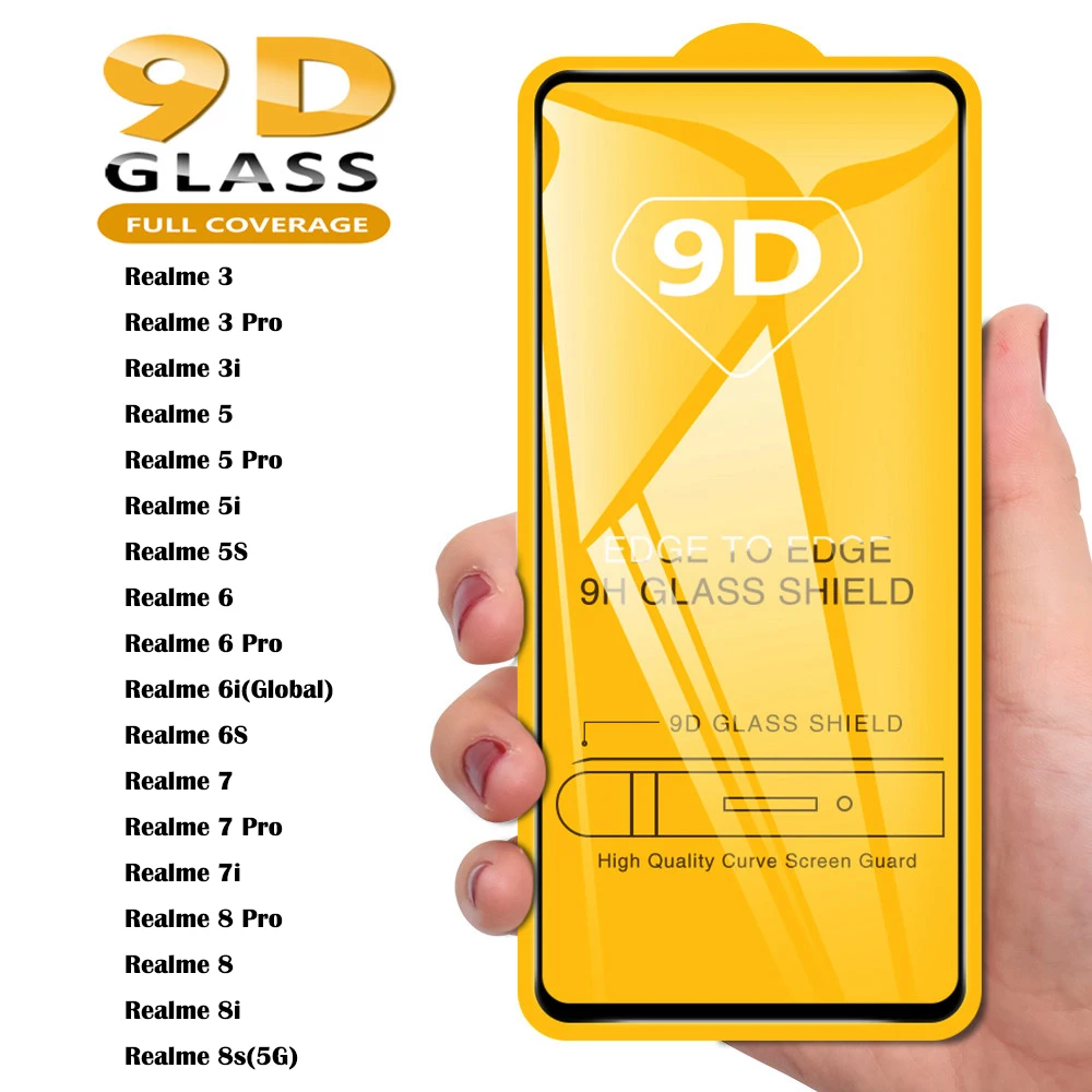 

9D Full Protective Glass For Realme 8 7 6 5 3 Pro 3i 5i 5s 6i 6s 7i 8i 8s Screen Protector C21Y C25S GT Master Neo 2T Glass Film