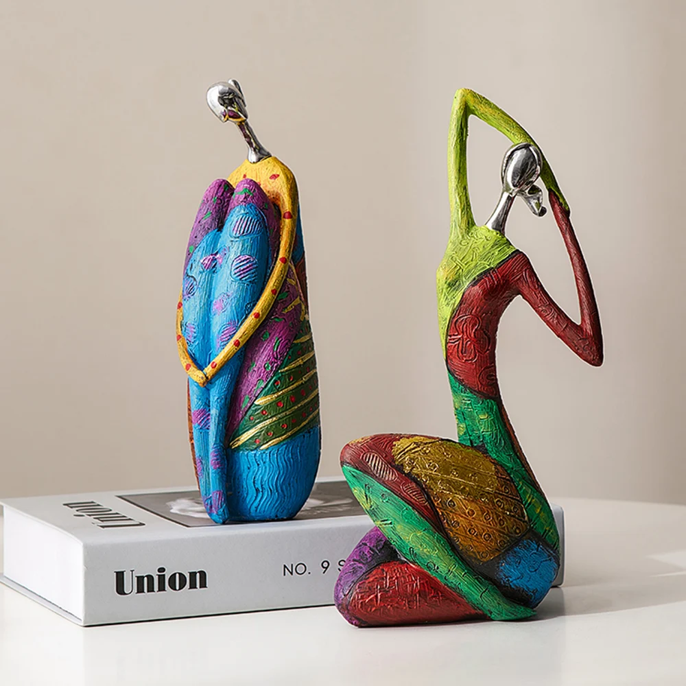 Abstract Sculpture Figurines for Interior Modern Home Decoration Color Woman Model Resin Statue Living Room Gifts |
