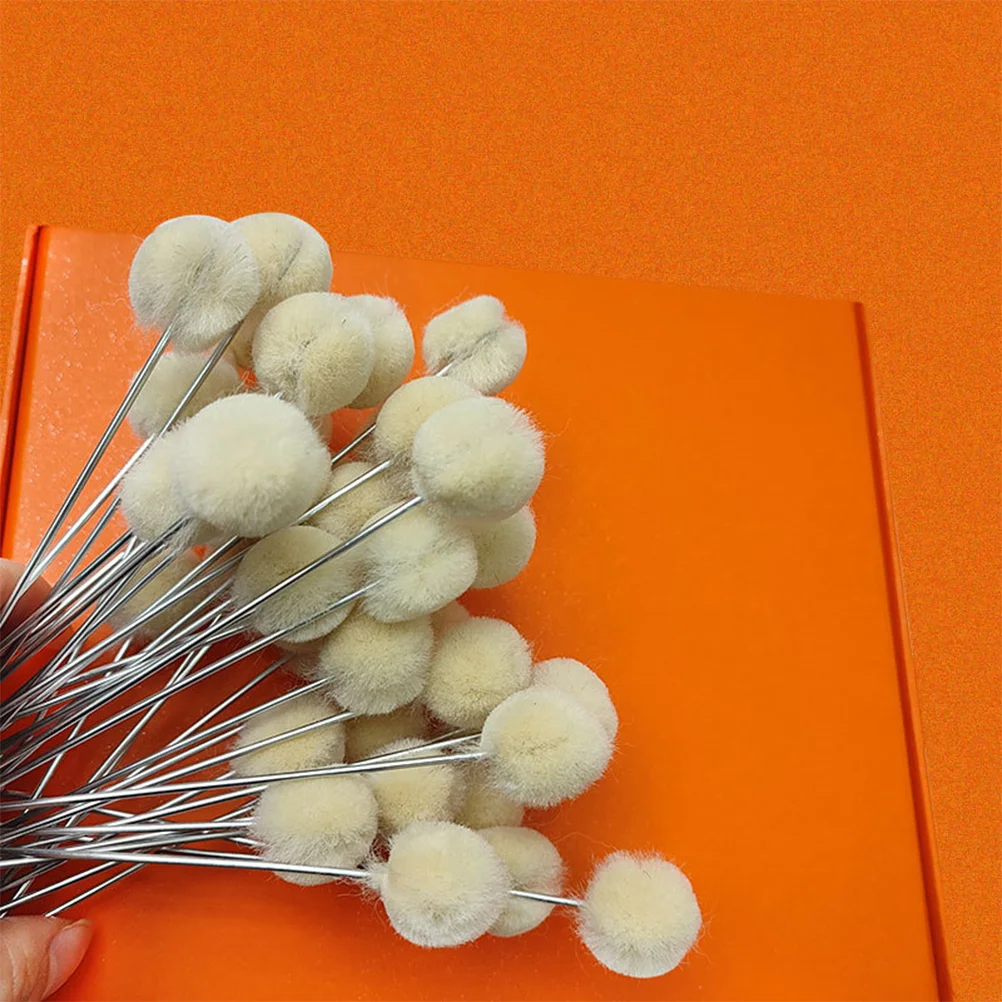 

30 Pcs Wool Ball Brush Dye Balls Metal Handle Applicator Daubers Dyeing