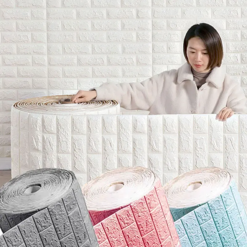 

1/3/5/10 M 3D Self-adhesive Wallpaper Stickers 3M Brick Wall Stickers Home Decor Wallpaper for Walls DIY Bedroom Papel De Parede