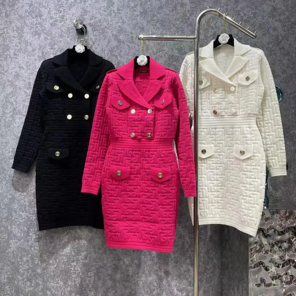 

High Quality Women Fashion Winter New Vintage Thickened Knit Sweater Dress