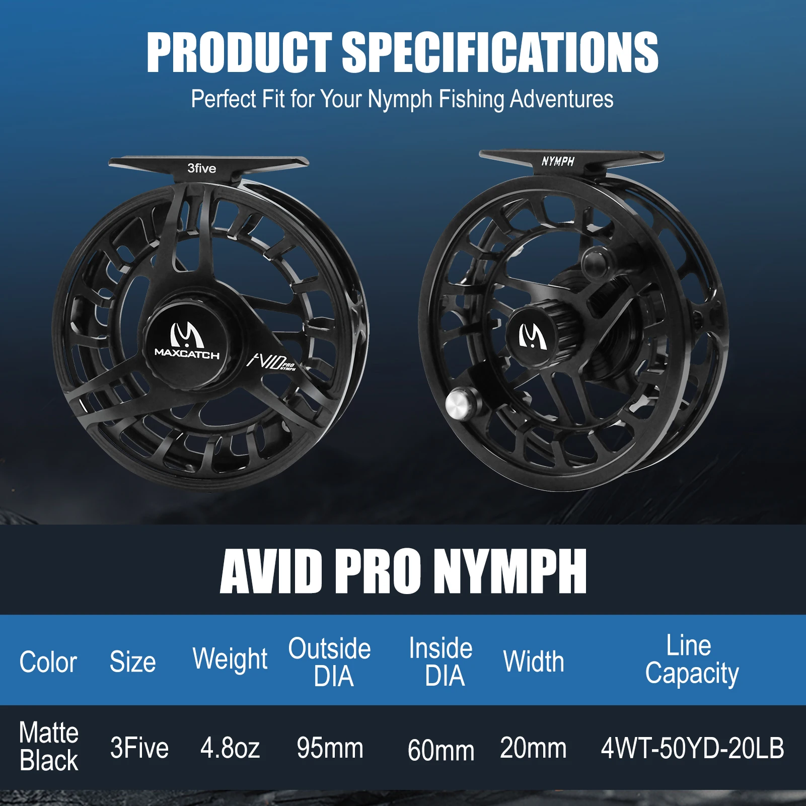 MAXCATCH AVID PRO Nymph Fly Reel 3/5wt