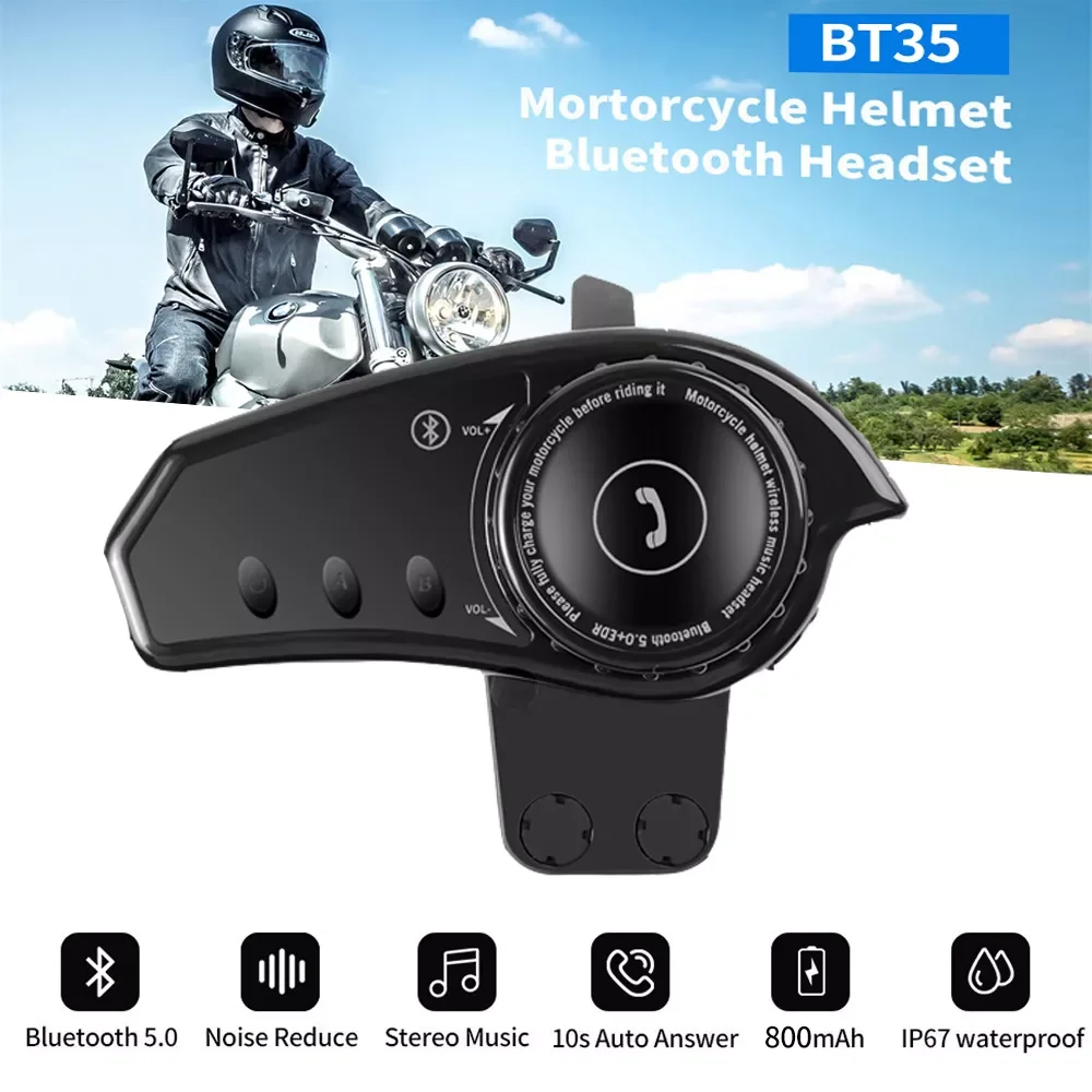 

NEW2023 BT31 Motorcycle Bluetooth Helmet Headset BT 5.0 Handsfree With Microphone Stereo Waterproof Noise Reduction Earphone