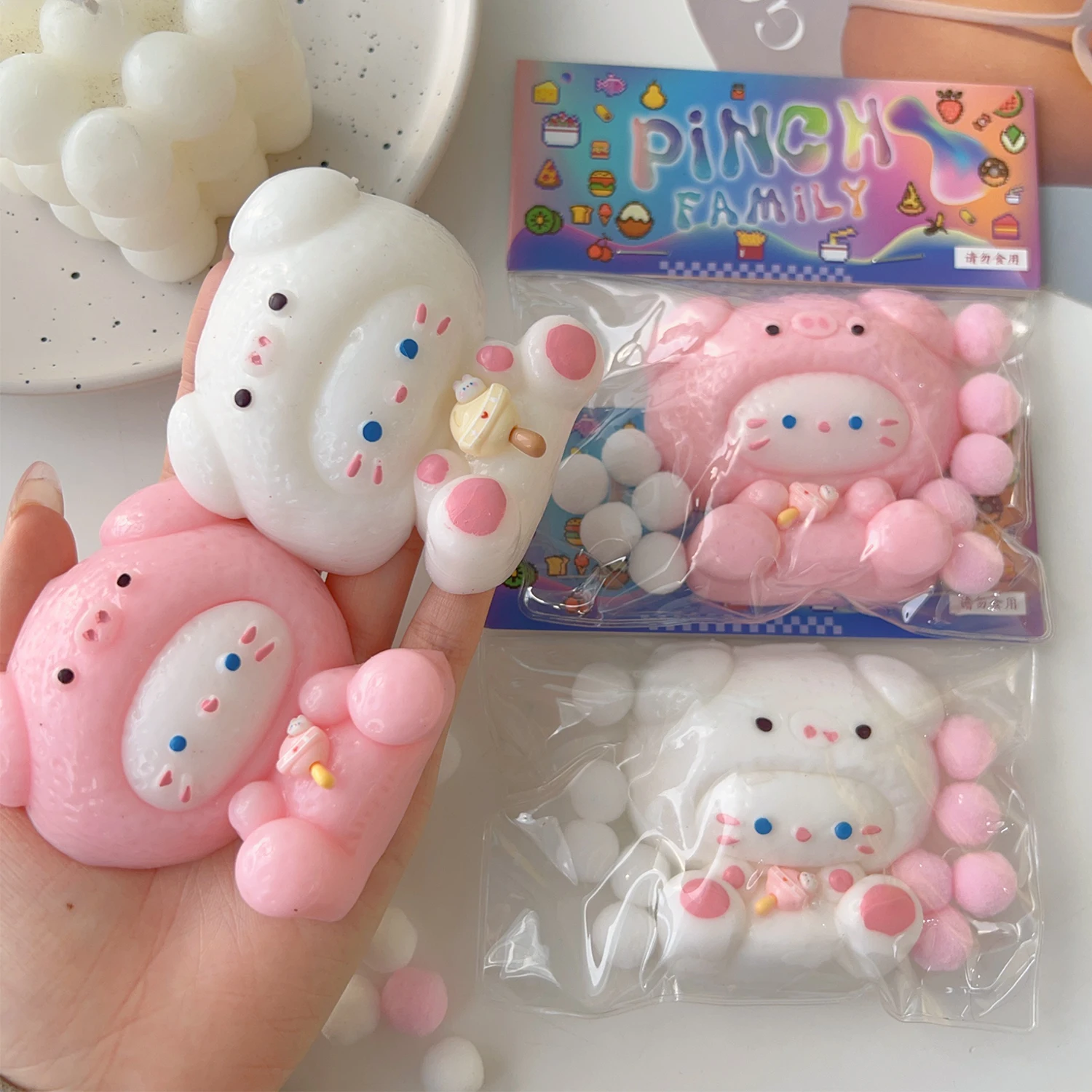 PINCH FAMILY мультяшный котенок щипцы игрушки детские сенсорные TPR липкие