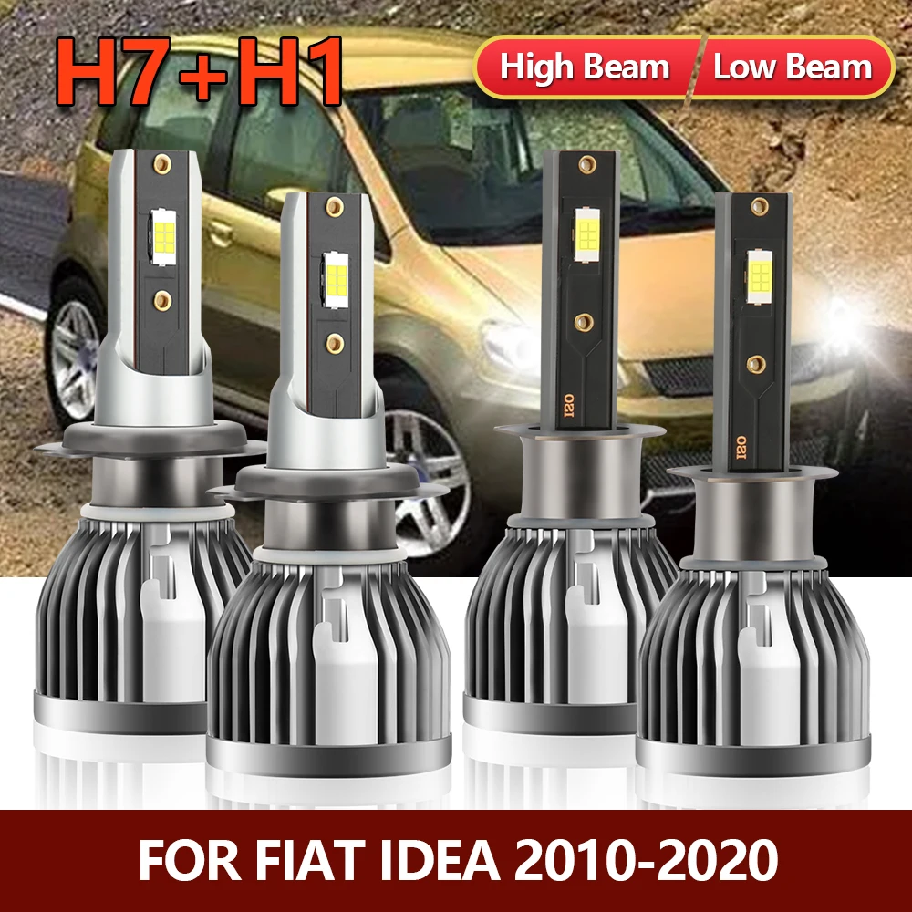 

4x LED Headlight Bulbs H1 High H7 Low Brightness CSP Lamps For Fiat Idea 2010 2011 2012 2013 2014 2015 2016 2017 2018 2019 2020