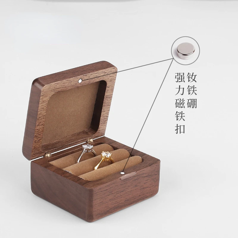 Walnut Wood Box Ring Earring  Necklace Pendant Wedding Jewelry Storage Box Souvenir Banquet Holiday Gift Wholesale Custom