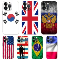 national flag ru fr uk soft transparent phone case cover for iphone 13 12 11 pro max x xr 8 7 plus se 2020 xs max luxury shell