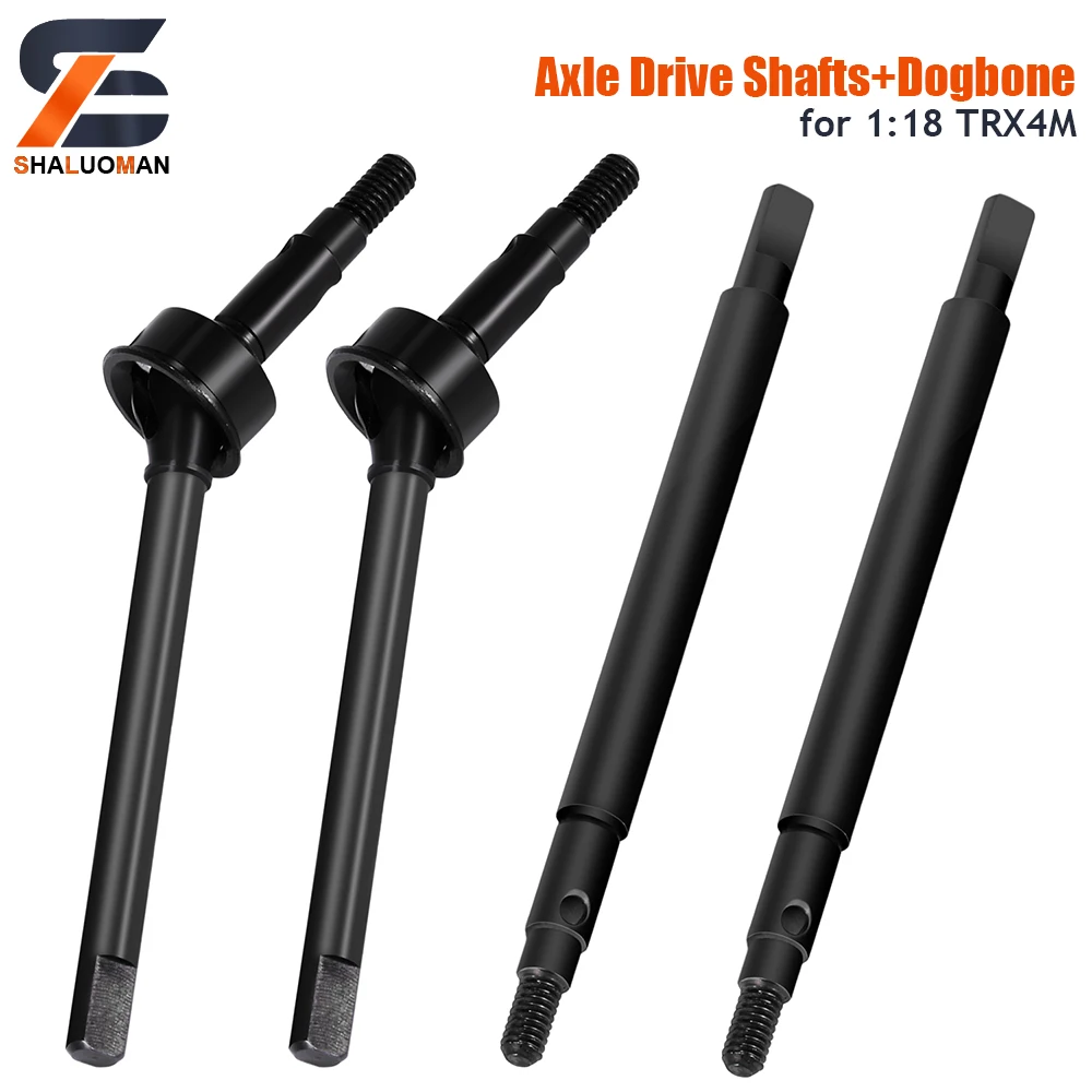 

Shaluoman 4Pcs Black Steel Axle Drive Shafts Dogbone Front & Rear CVD Drive Shafts for 1/18 TRX4M RC Car Vehicle Truck Crawler