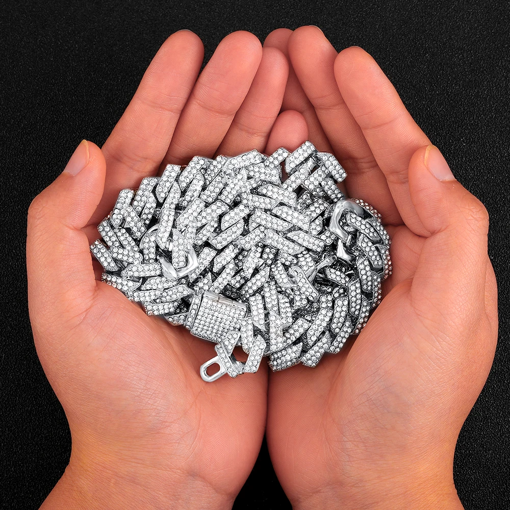 Мужское ожерелье из кубинской цепи в стиле хип-хоп с блестящими кристаллами