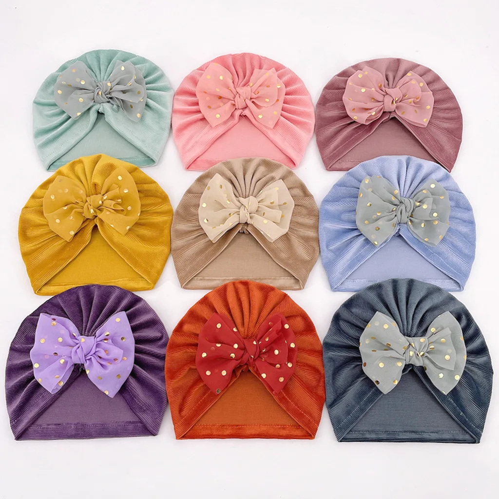

Baby Girls Hat Turban Shiny Bowknot Baby Hat Cute Solid Color Soft Newborn Infant Cap Beanies Head Wraps