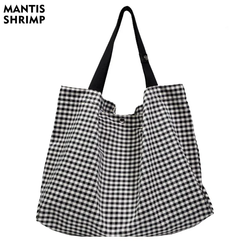 

Women Bag Large Handbags Ladies Simple Plaid Totes Large Capacity Shopping Pack Designer High Quality Nylon Shoulder Tote Bags