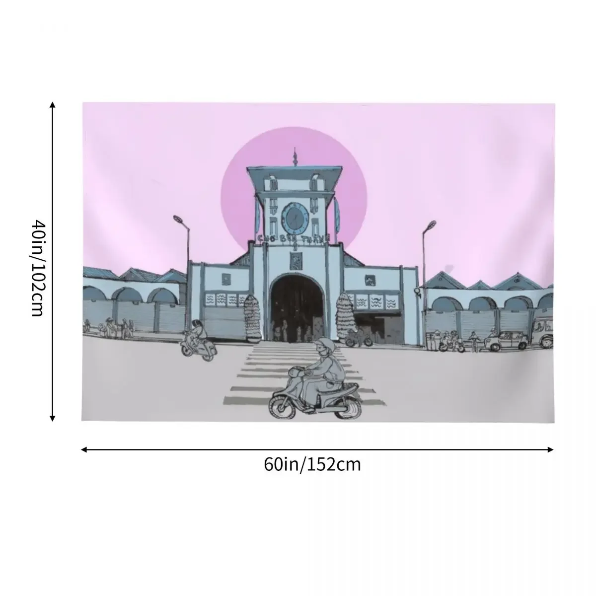 Вьетнамский гобелен с иллюстрацией Ben Thanh Market Saigon