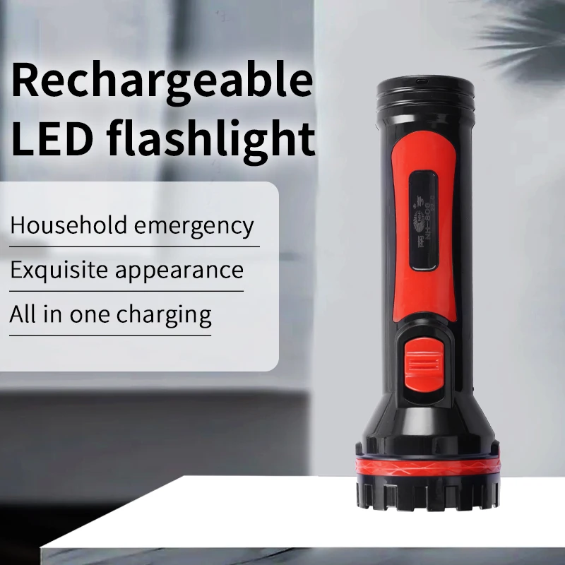 LED outdoor waterproof flashlight ABS material high power rechargeable flashlight