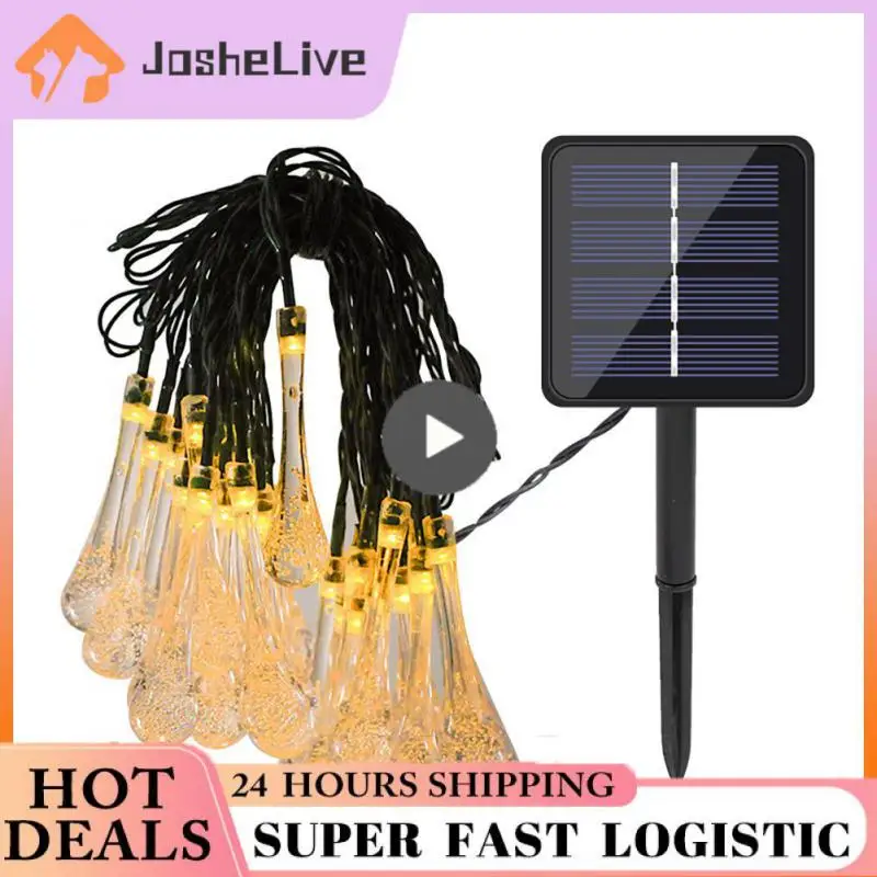 

5/8/10PCS 5/6.5/7M 20/30/50LED Solar Droplet Bulb String Lights Outdoor Waterproof Christmas Garden Light Lawn Courtyard Solar