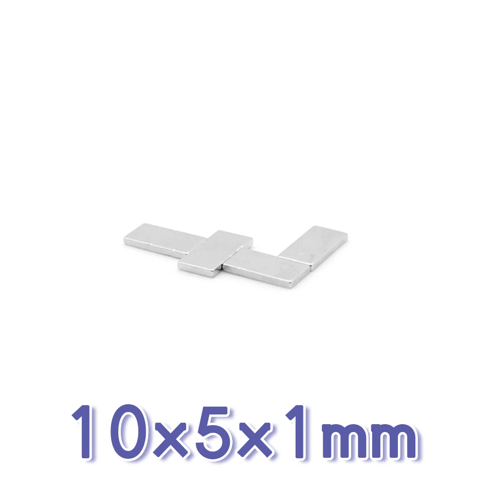 

20/50/100/200/300/500/1000PCS 10x5x1 Thin Rectangular Rare Earth Neodymium Magnet Sheet N35 Block Search Magnet 10x5x1mm 10*5*1