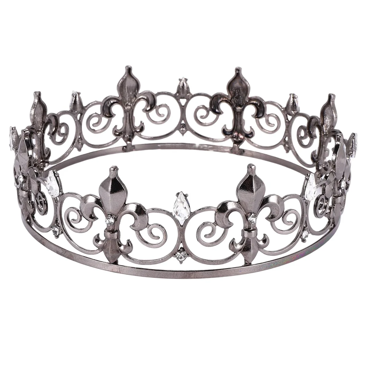 

Gothic Full King Crown - Metal Crowns and Tiaras for Men & Boys, Goth Prince Prom Party Hats, Halloween Cosplay Costume